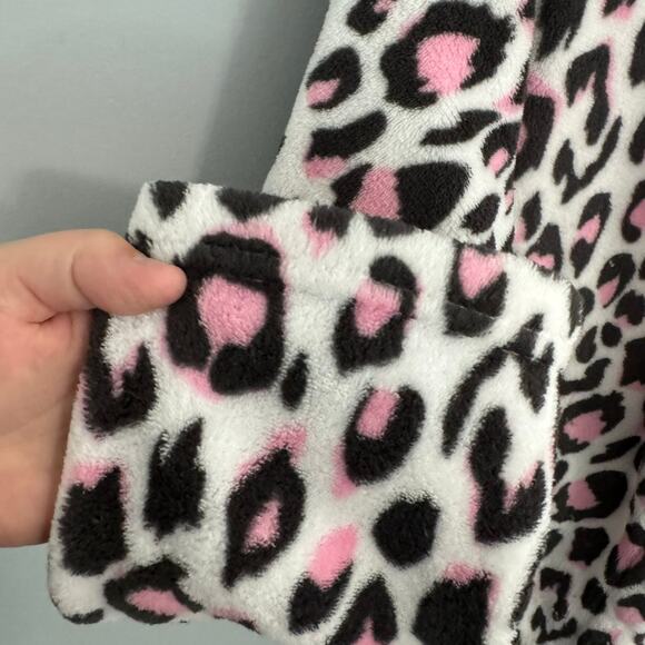 Bobbie Brooks Sleepwear Pink Cheetah Print Robe Size Large Short Length - Picture 4 of 8